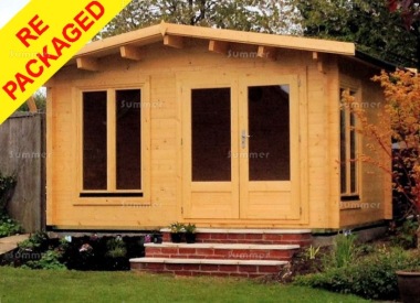 Repackaged 45mm Log Cabin 016 - Apex, Double Glazed, Large Panes