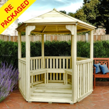 Repackaged Gazebo 211 - Hexagonal, Pressure Treated, Slatted Roof